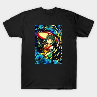 Stained Glass Glowing Fish Girl T-Shirt